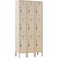 Global Industrial Capital 3-Tier 9 Door Locker, 36inW x 15inD x 78inH, Tan, Unassembled 290602